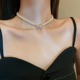 复古珍珠镶钻蝴蝶结项链小香风气质颈链锁骨链设计感项饰 法式