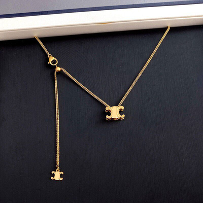轻奢不掉色凯旋门项链抽绳金色