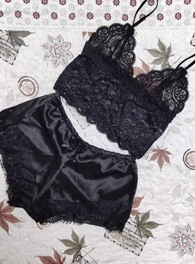 Lace Split Sexy Sling Perspective Pajamas Pajamas Set睡衣