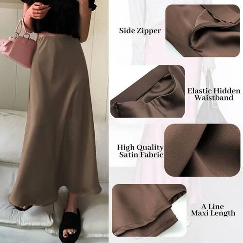 Solid color slimming satin long skirt 纯色休闲光面鱼尾长裙女