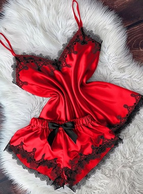 Suit V Neck Bow Leisure Home Clothes Sleep Wear For Women