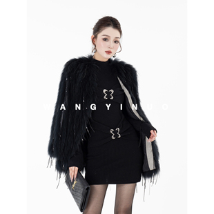 MD依诺【仪态万端】2025冬天百搭设计感轻奢简约时尚百搭黑色外套