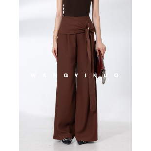 艺术笔触 休闲裤 2025秋季 高腰通勤时尚 子 穿搭垂感阔腿裤 MD依诺