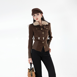 设计时尚 2025冬款 拼接保暖名媛休闲显瘦外套 雪落松针 MD依诺