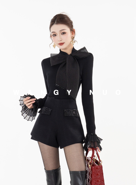 MD依诺【织梦浪漫】2025秋冬宽松针织套头蝴蝶结时尚休闲打底上衣