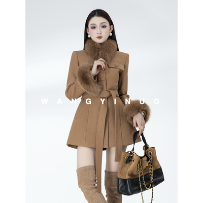 MD依诺【心口迷宫】2026年新款设计时尚百搭毛呢收腰长袖加厚外套