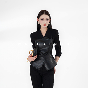 气质显瘦加绒休闲皮拼接V领长袖 MD依诺 款 2025冬季 T恤 玫瑰入梦