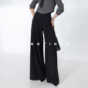 百搭设计师亮闪减龄黑色休闲裤 MD依诺 时尚 2025秋款 子 克里斯丁