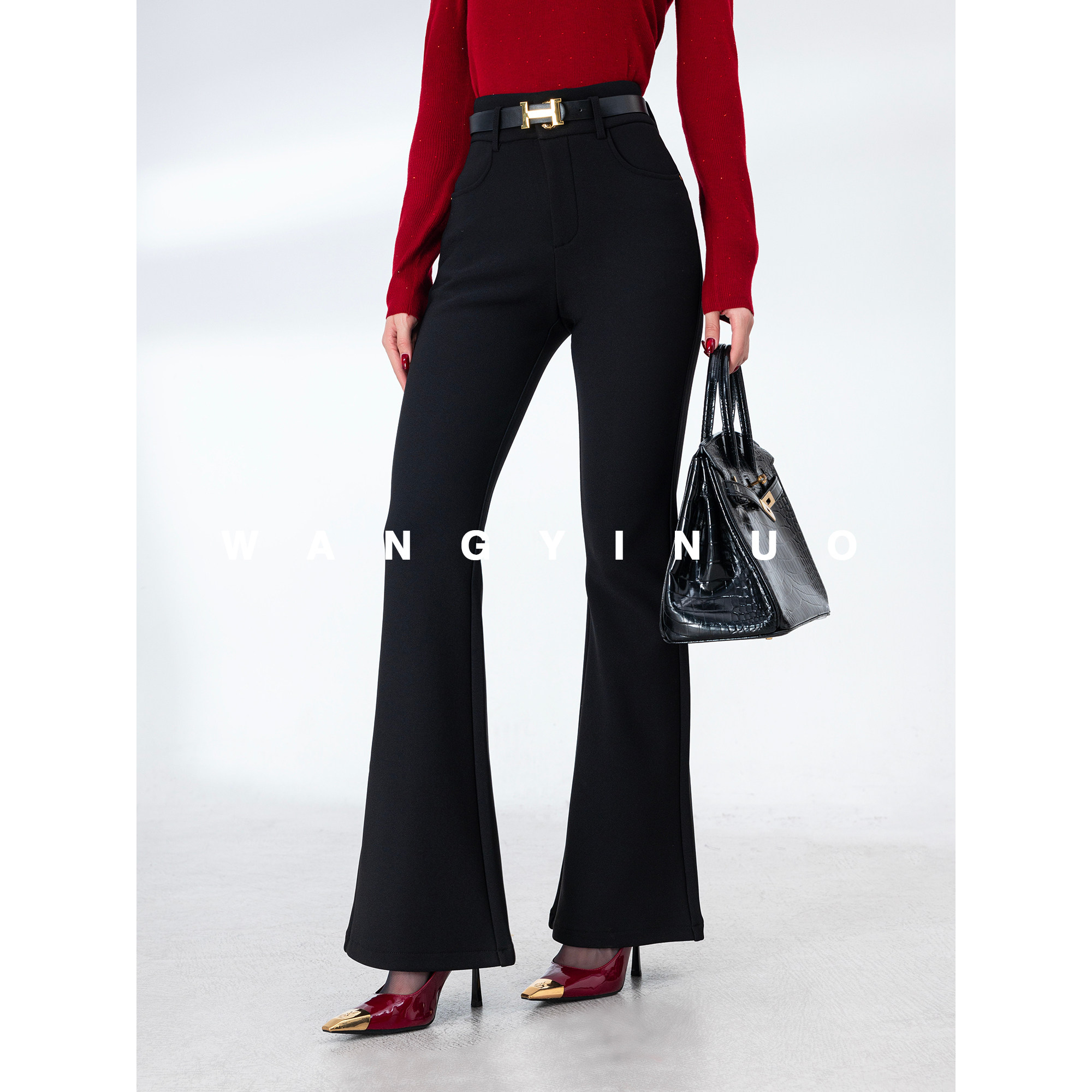 MD依诺【雪覆柴门】2026新款时尚百搭气质设计师减龄修身休闲裤子