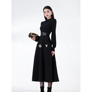 时尚 MD依诺 气质长袖 2025冬季 休闲百搭日常拼接连衣裙 踏雪寻梅