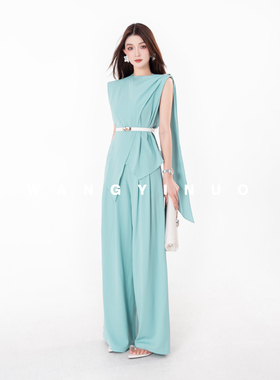 MD依诺【栀子清欢】2025夏季款茶歇风时尚百搭显瘦上衣休闲裤套装