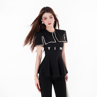 显瘦老钱风收腰轻奢时尚 2026夏季 镶钻上衣 银河绮丽 MD依诺