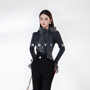 新款 2025冬季 显瘦气质时尚 镶钻长袖 MD依诺 蝴蝶打底衫 满级优雅