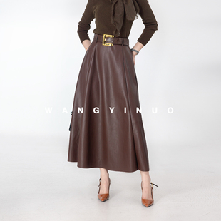 时尚 MD依诺 款 2025秋季 名媛轻奢显瘦百搭优雅皮半身裙 琥珀心语