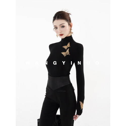 MD依诺【自然灵域】2025秋冬新款时尚百搭加绒显瘦半高领打底上衣