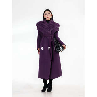 休闲时尚 MD依诺 款 2025冬季 百搭显瘦系带羊毛大衣外套 云雾石斛