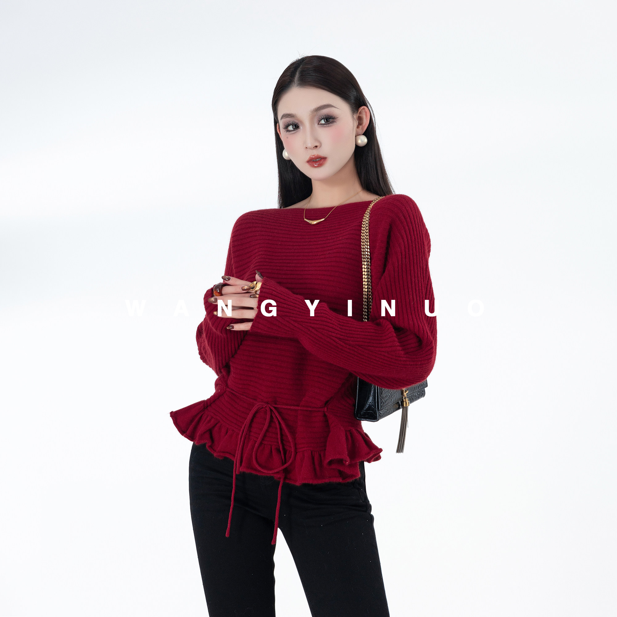 MD依诺【风中絮语】2025冬季款时尚休闲百搭修身针织长袖打底上衣