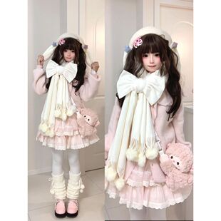 初雪樱落时 秋冬新款日系甜美软妹可爱毛衣开衫学院风半裙三件套