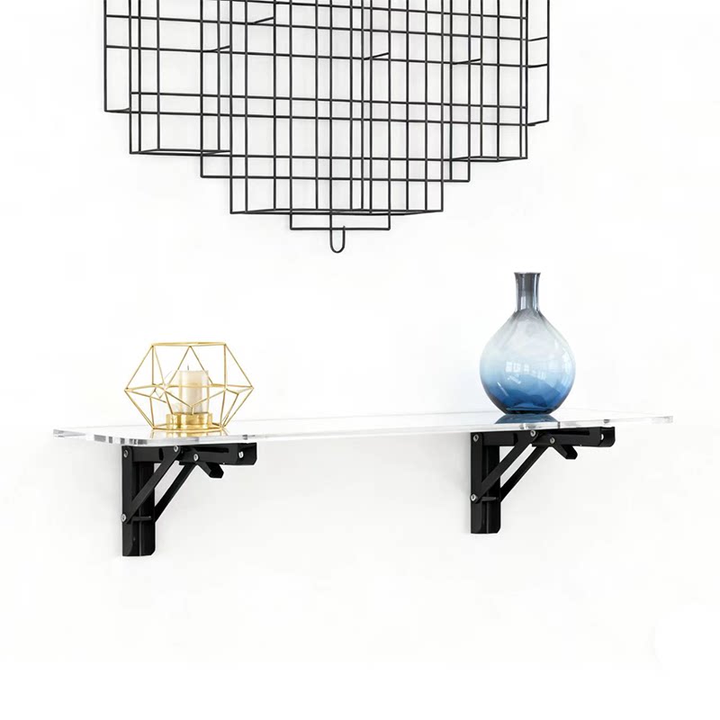 透明亚克力折叠置物架墙上承重可折叠桌厨房墙托壁挂架悬空架隔板