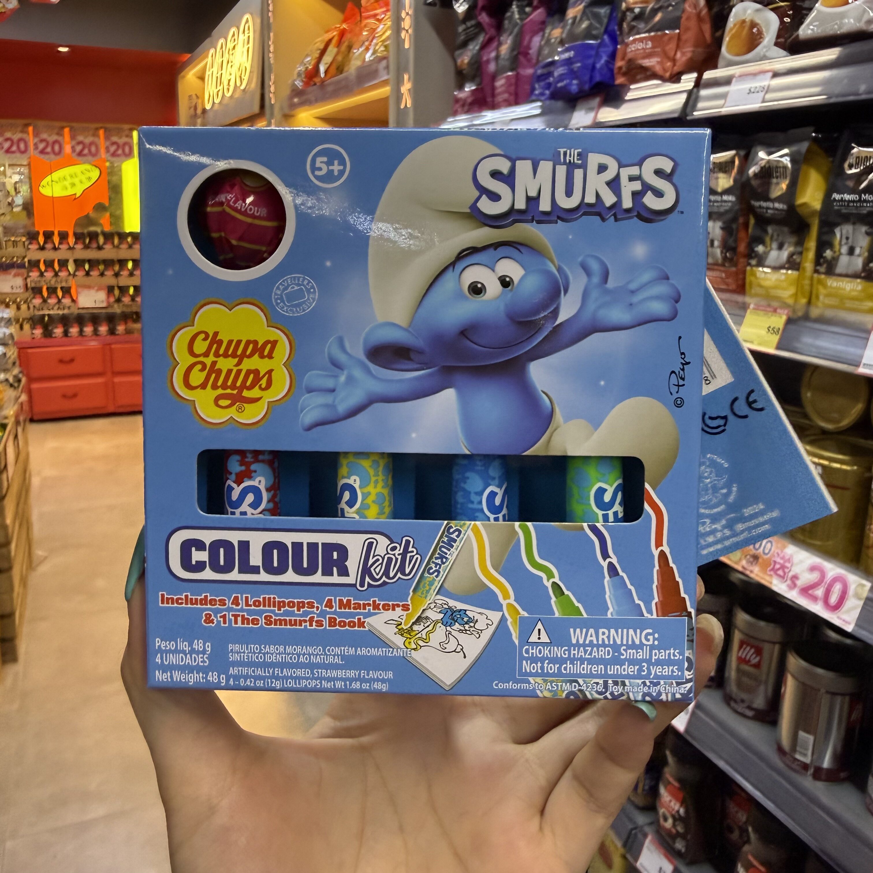 香港代购 珍宝珠蓝精灵联名绘画糖果套装果味棒棒糖儿童玩具礼物