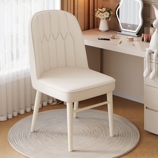 日本进口MUJIE奶油风椅子女生卧室高级感化妆椅靠背梳妆台椅凳子