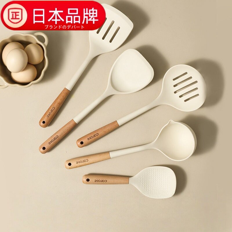 日本进口硅胶锅铲家用炒菜铲子炒勺不粘锅专用汤勺漏勺饭勺厨具