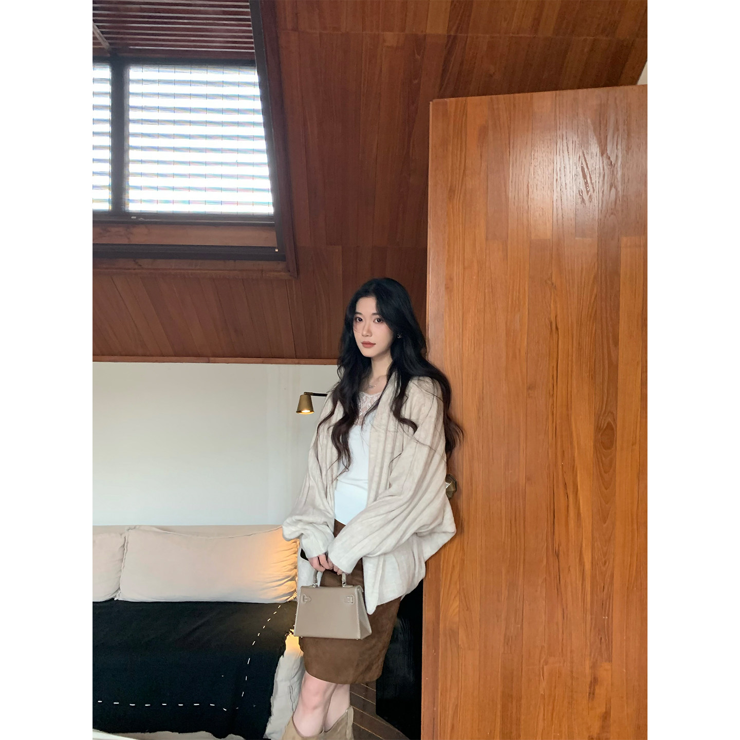 Norain不下雨 中长款竖条纹毛衣外套女2025秋冬新款长袖针织开衫,女装/女士精品,毛针织衫,淘宝优惠券,粉丝福利购,淘宝优惠卷