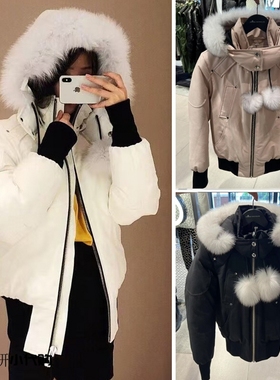 【惊！折扣】代购moose/剪刀羽绒服女 Debbie可爱狐狸毛飞行员保