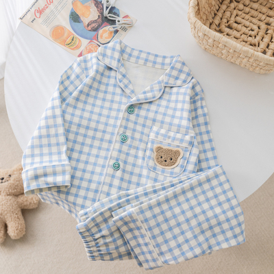 女童睡衣春秋季纯棉儿童长袖翻领家居服宝宝春款男童中小童套装女