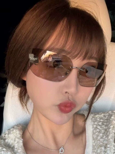 Солнцезащитные очки в стиле тысячелетия Женские модные безрамные интегрированные в