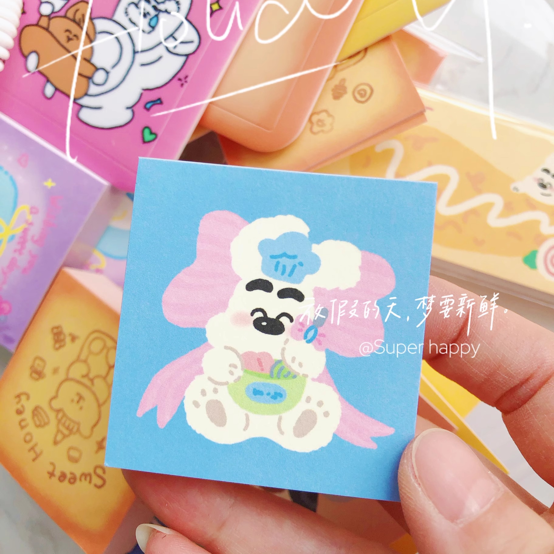 小鼻嘎便签本小狗蝴蝶结面包奶油小本无黏性写字本手账装饰贴画