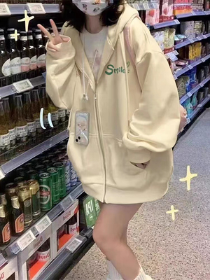 卫衣女秋冬季小个子加绒拉链外套