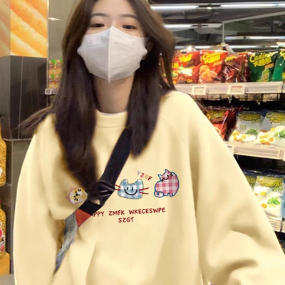 无帽圆领卫衣女2025新款秋冬上衣