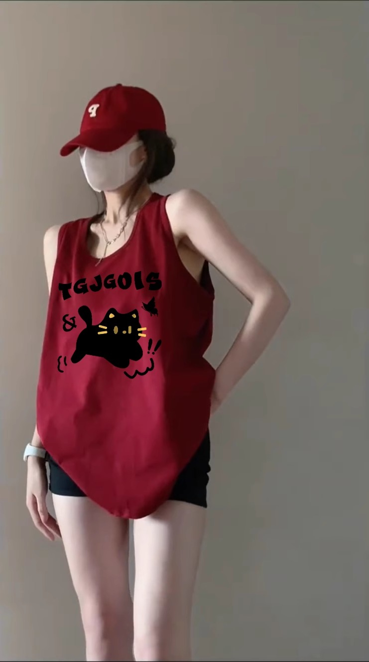 纯棉吊带运动背心无袖t恤女夏季