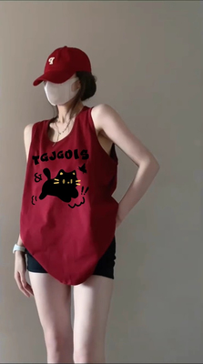 纯棉吊带运动背心无袖t恤女夏季