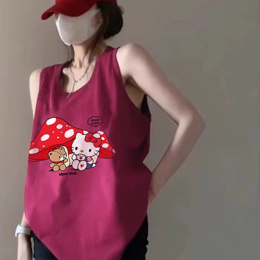 纯棉吊带坎肩跨栏背心无袖t恤女2025夏外穿慵懒风宽松篮球服上衣,女装/女士精品,背心吊带,淘宝优惠券,粉丝福利购,淘宝优惠卷