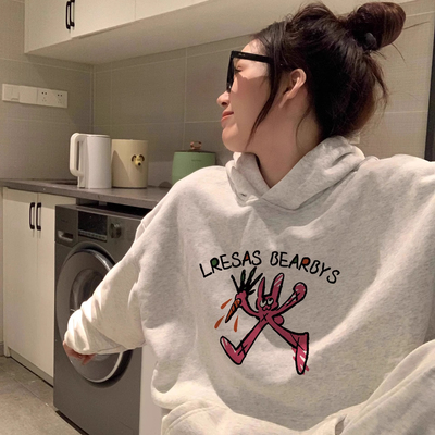 oversize美式高街潮牌卫衣女春秋