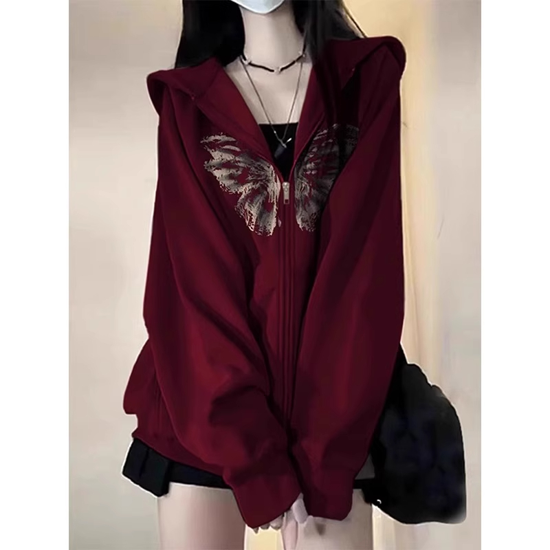 美式复古卫衣外套女2024秋冬上衣