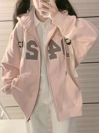加绒加厚卫衣女2024新款爆款秋冬季小个子韩系慵懒风连帽开衫外套