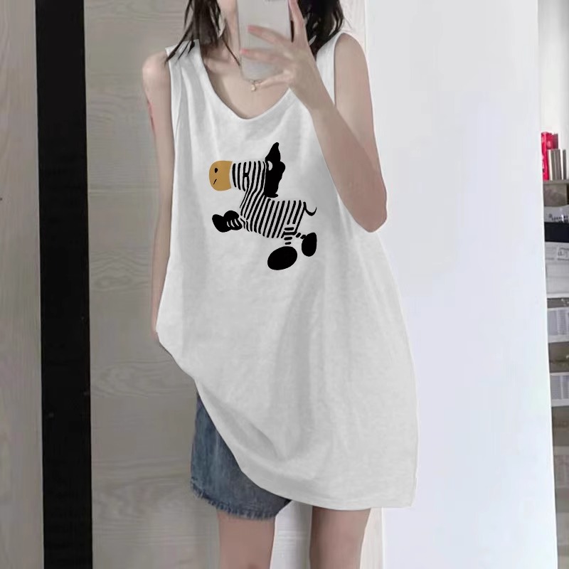 纯棉吊带运动背心无袖t恤女夏季