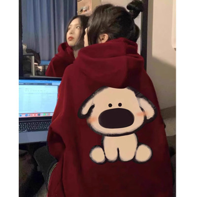 oversize卫衣女秋冬连帽加绒外套