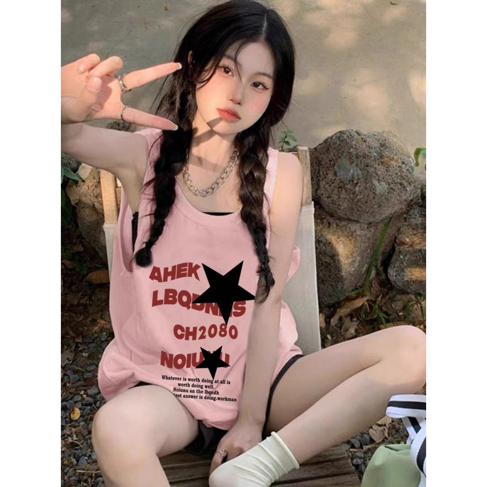 纯棉吊带坎肩跨栏背心无袖t恤女2025夏外穿高级感宽松慵懒风上衣,女装/女士精品,背心吊带,淘宝优惠券,粉丝福利购,淘宝优惠卷