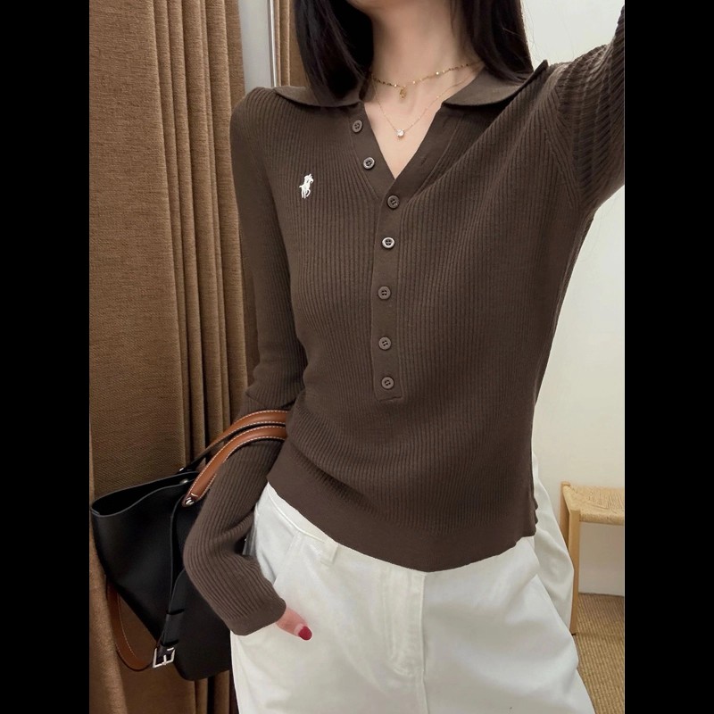 高级老钱风单排扣翻领羊毛针织衫