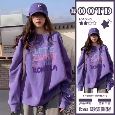 无帽圆领卫衣女2025新款爆款上衣