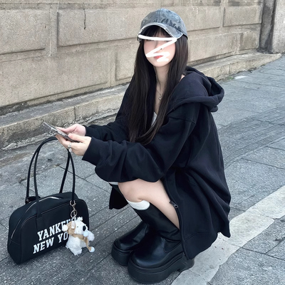 连帽卫衣外套女秋冬季小个子上衣