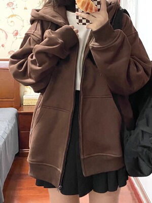 加绒卫衣女2024新款秋冬开衫外套