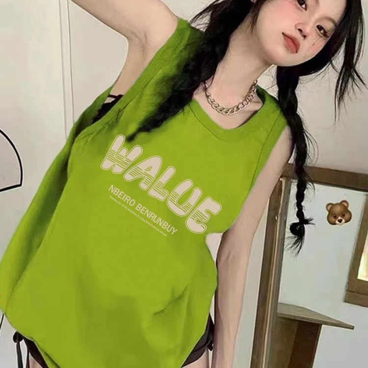 纯棉吊带运动跨栏背心无袖t恤女图片