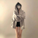 正肩灰色卫衣外套女2025早秋季 小个子宽松韩系慵懒风连帽开衫 上衣