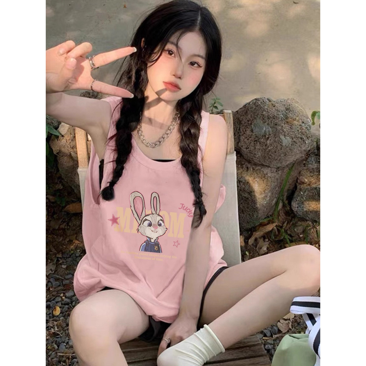 纯棉辣妹吊带跨栏背心无袖t恤女图片