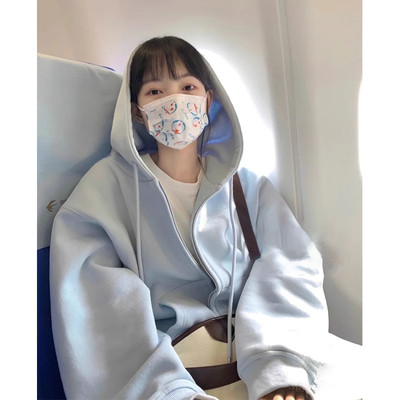 正肩卫衣女2025新款早秋拉链外套